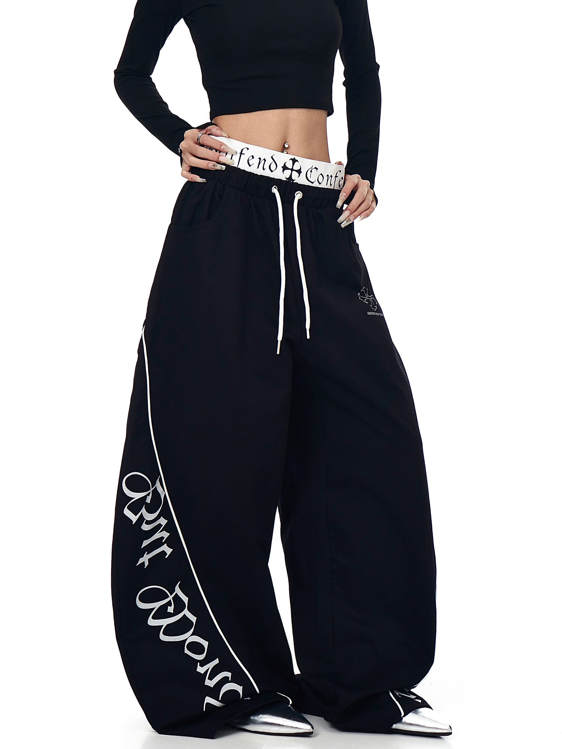 Gothic Double-Waistband Street Sweatpants