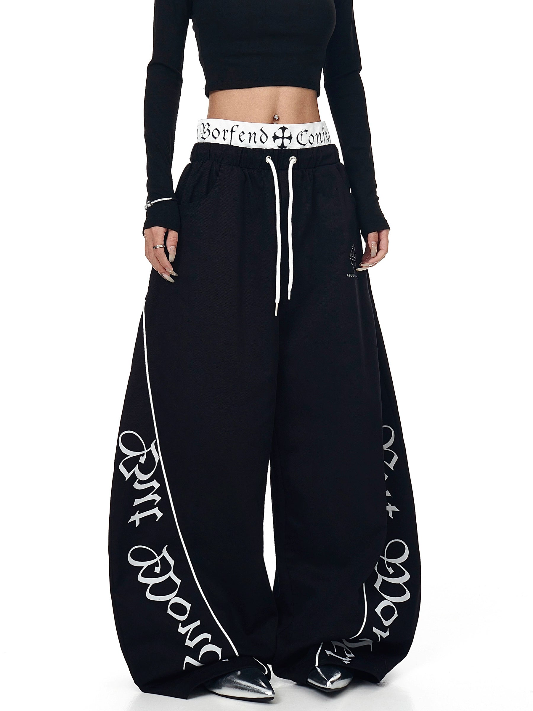 Gothic Double-Waistband Street Sweatpants