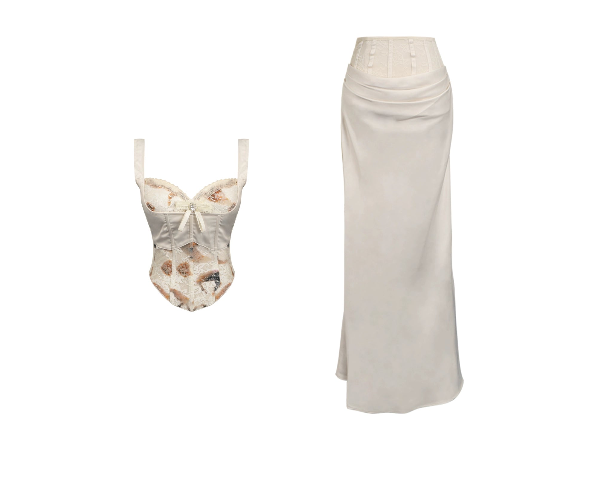 Miu-Inspired Lace Corset Cami Two-Piece Set