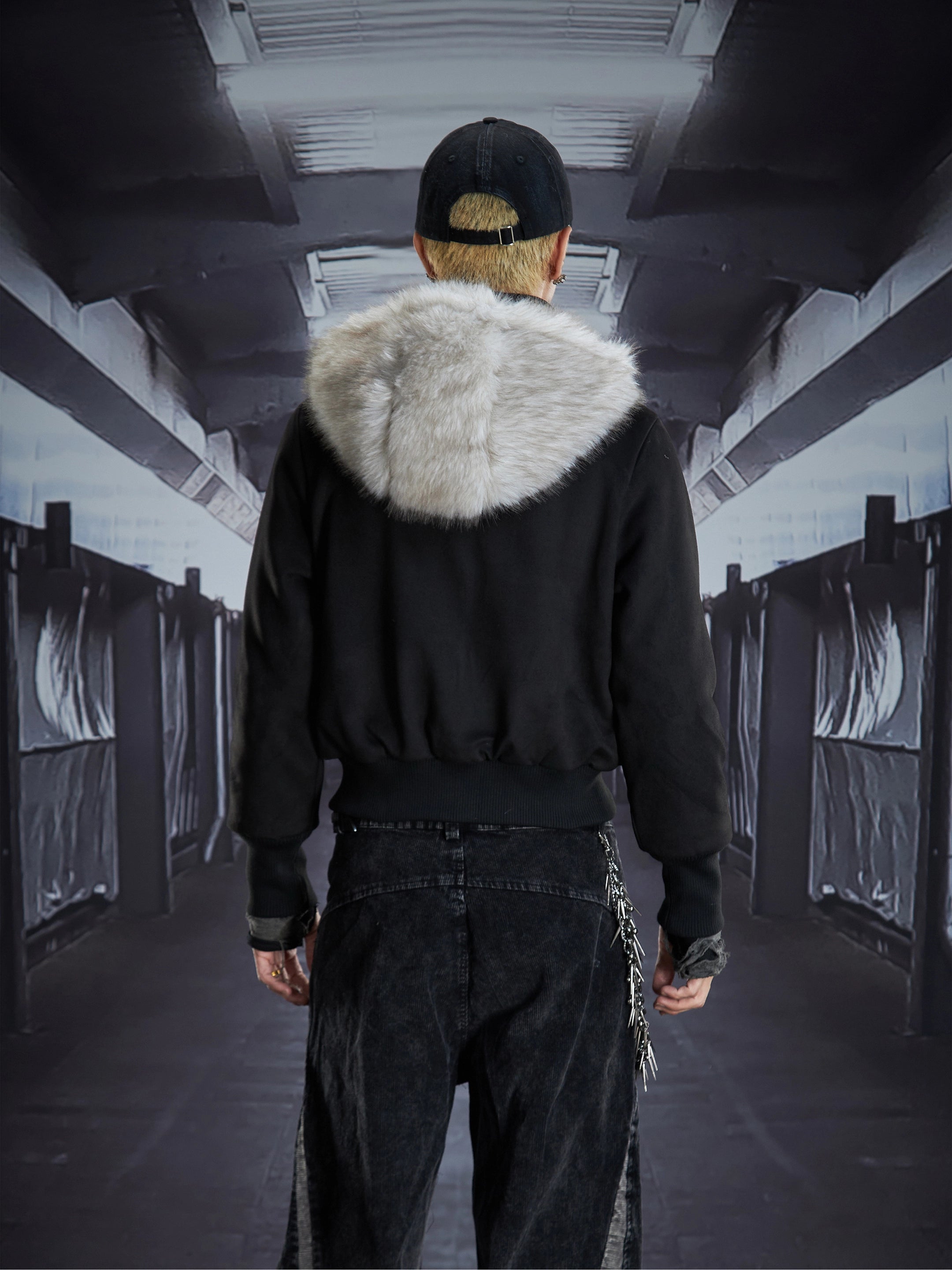 Fuzzy Hooded Ultra-Cropped Thick Winter Puffer