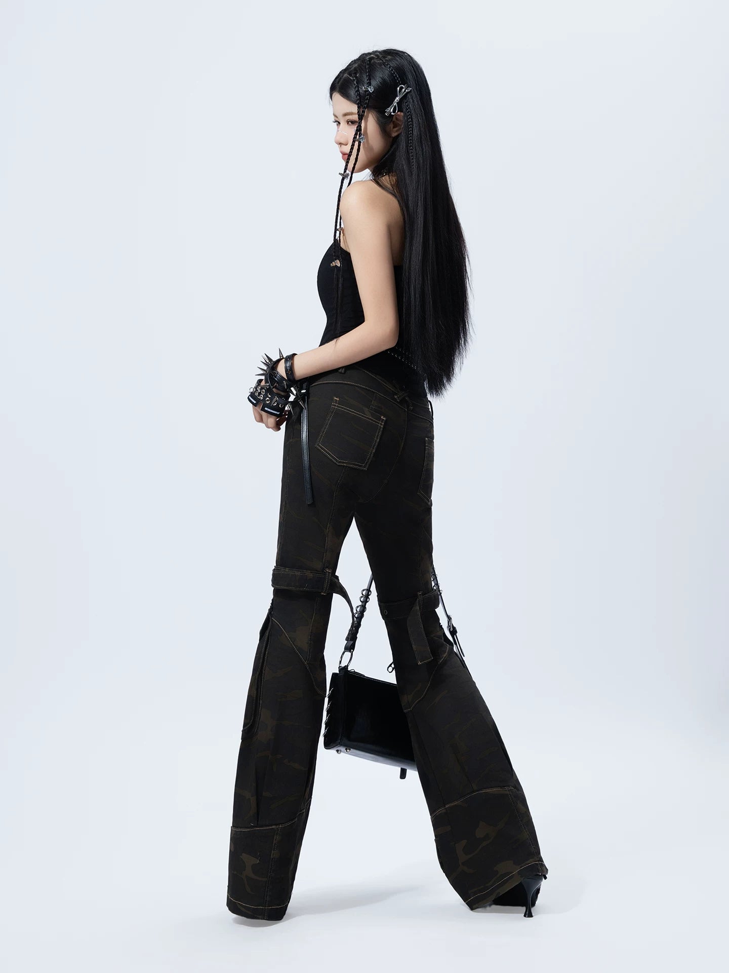 Sanhoostudio Camouflage Wide Leg Denim Pants