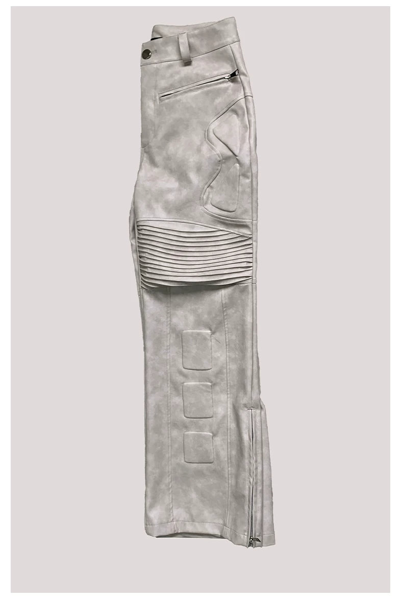 Sanhoostudio Exoskeleton Distressed PU Leather Pants