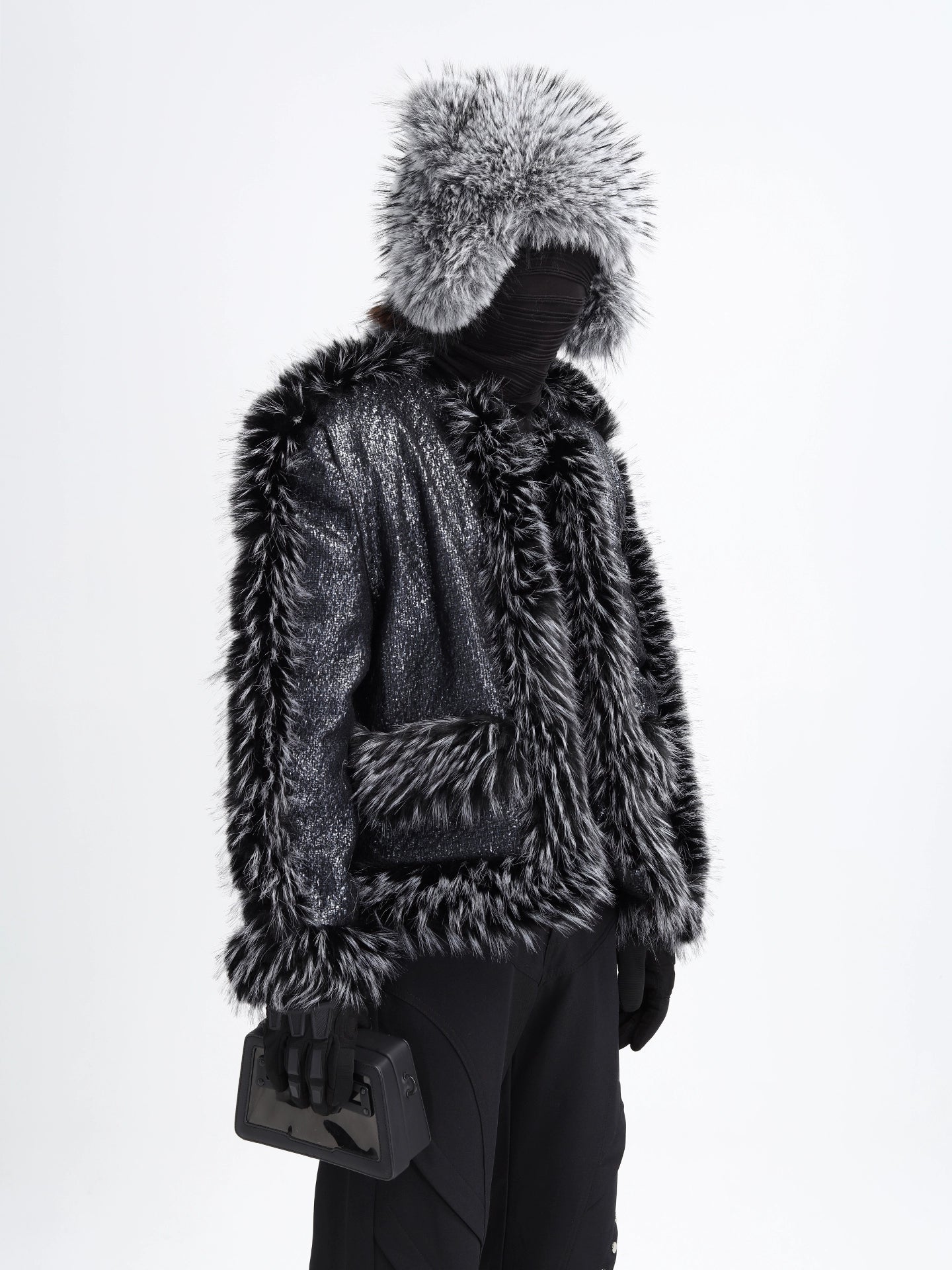 Glossy Fur Patch Street Jacket