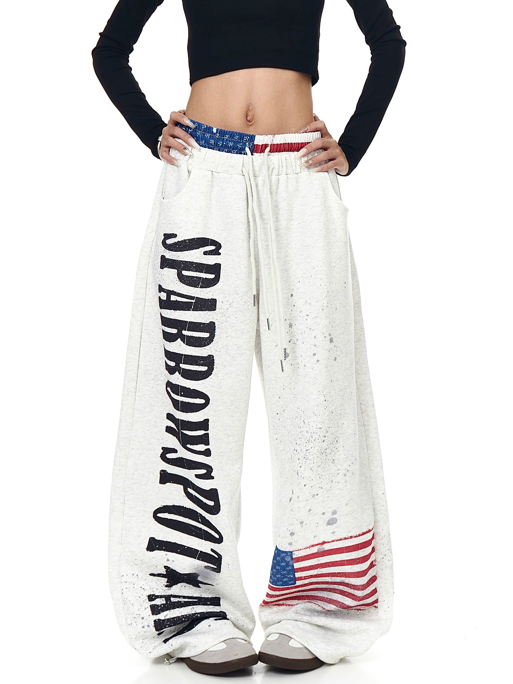 Flag Splatter Double-Waist Sweatpants