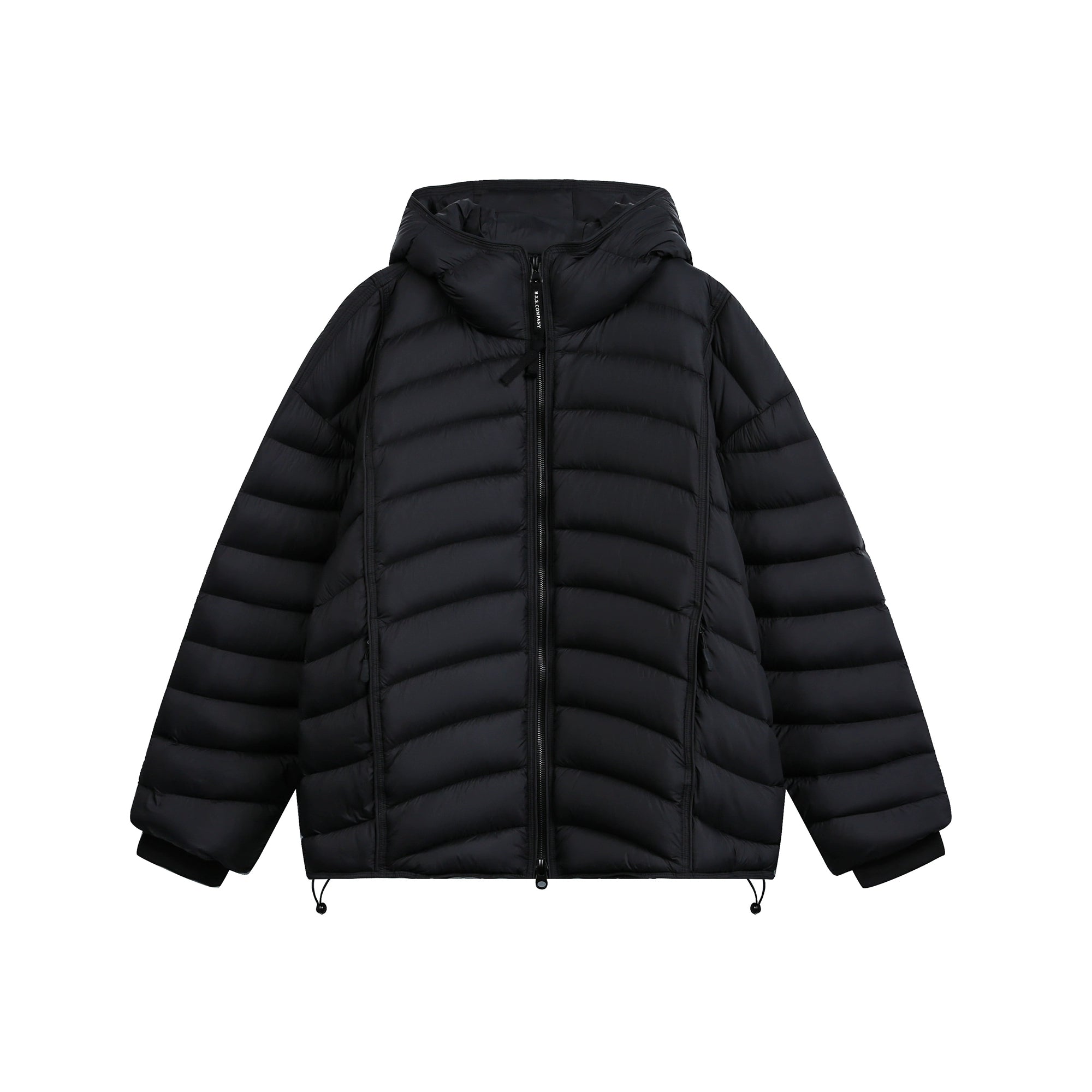 Retro 90% Down Ribbed Shell Hooded Puffer Coat