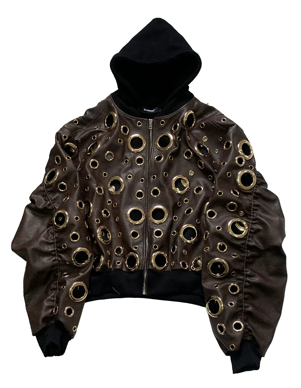 Sanhoostudio Cutout Layered Oversized PU Leather Jacket