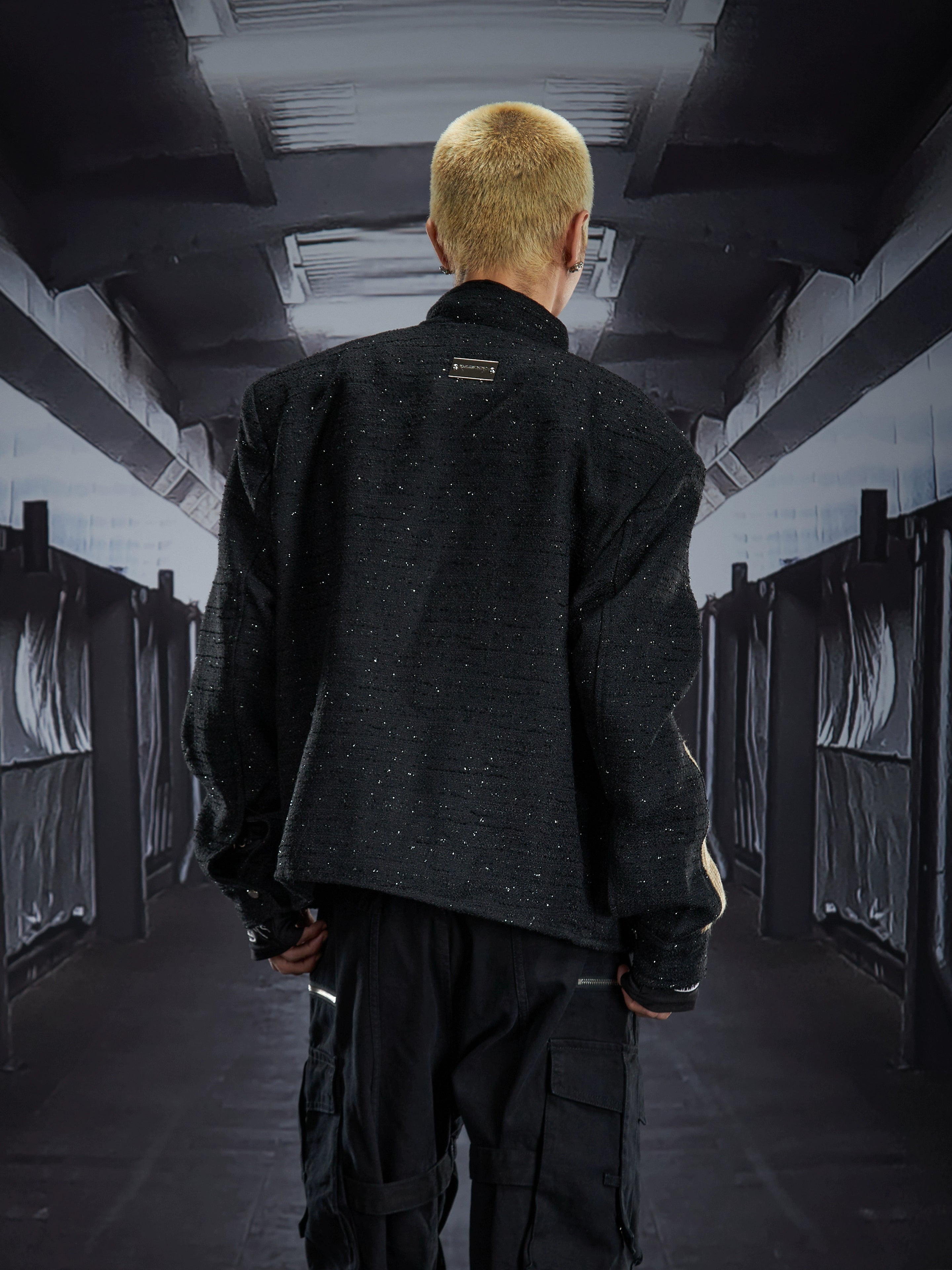 Star-Pattern Colorblock Deconstructed Puffer Jacket