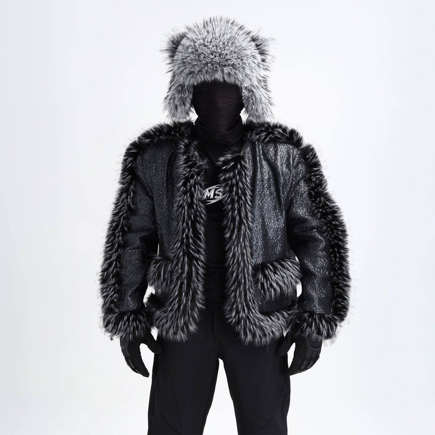 Glossy Fur Patch Street Jacket