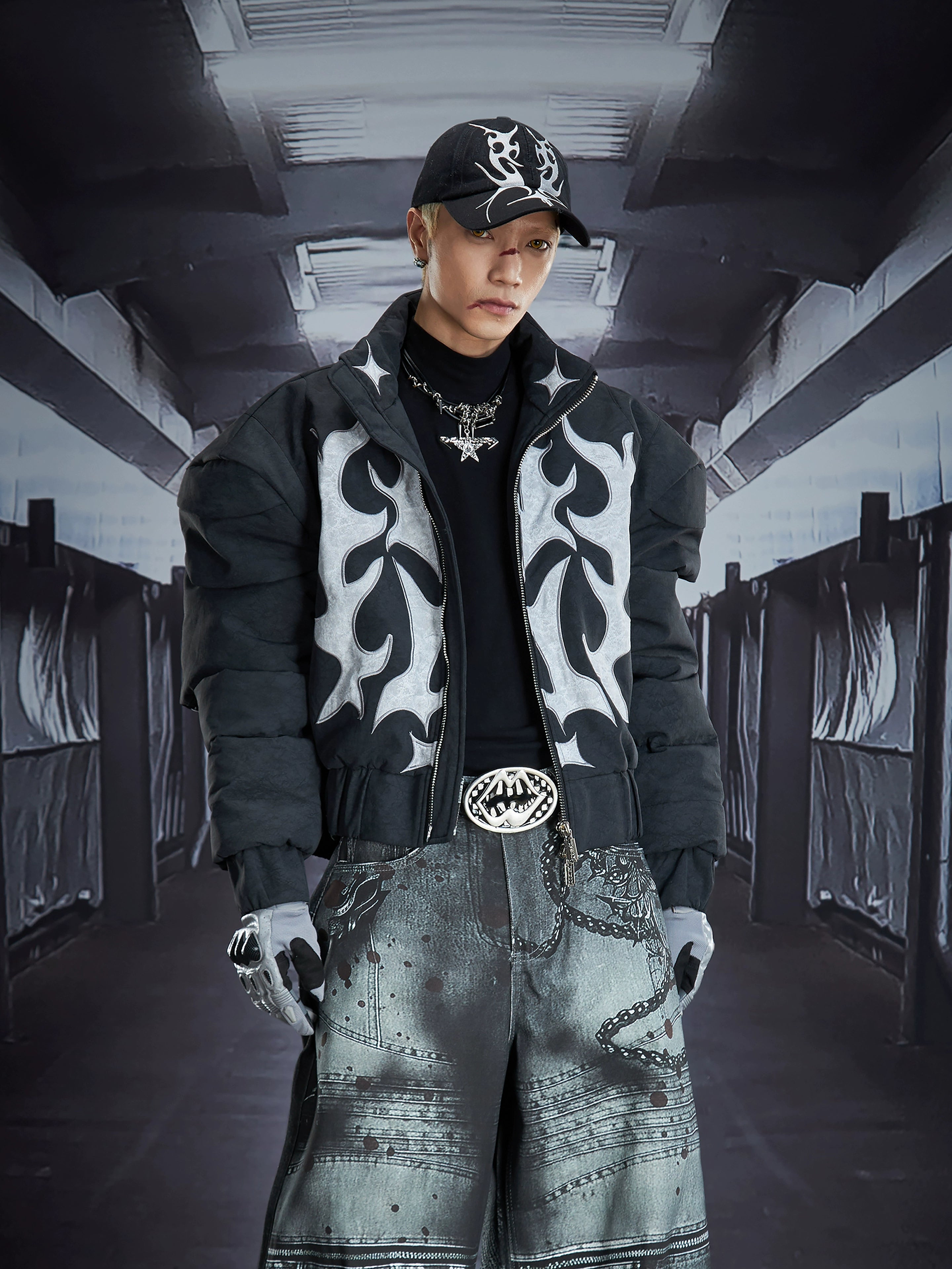 Heavyweight Deconstructed Embroidered Short Puffer Coat