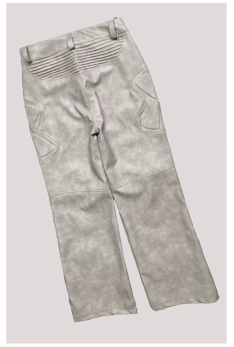 Sanhoostudio Exoskeleton Distressed PU Leather Pants