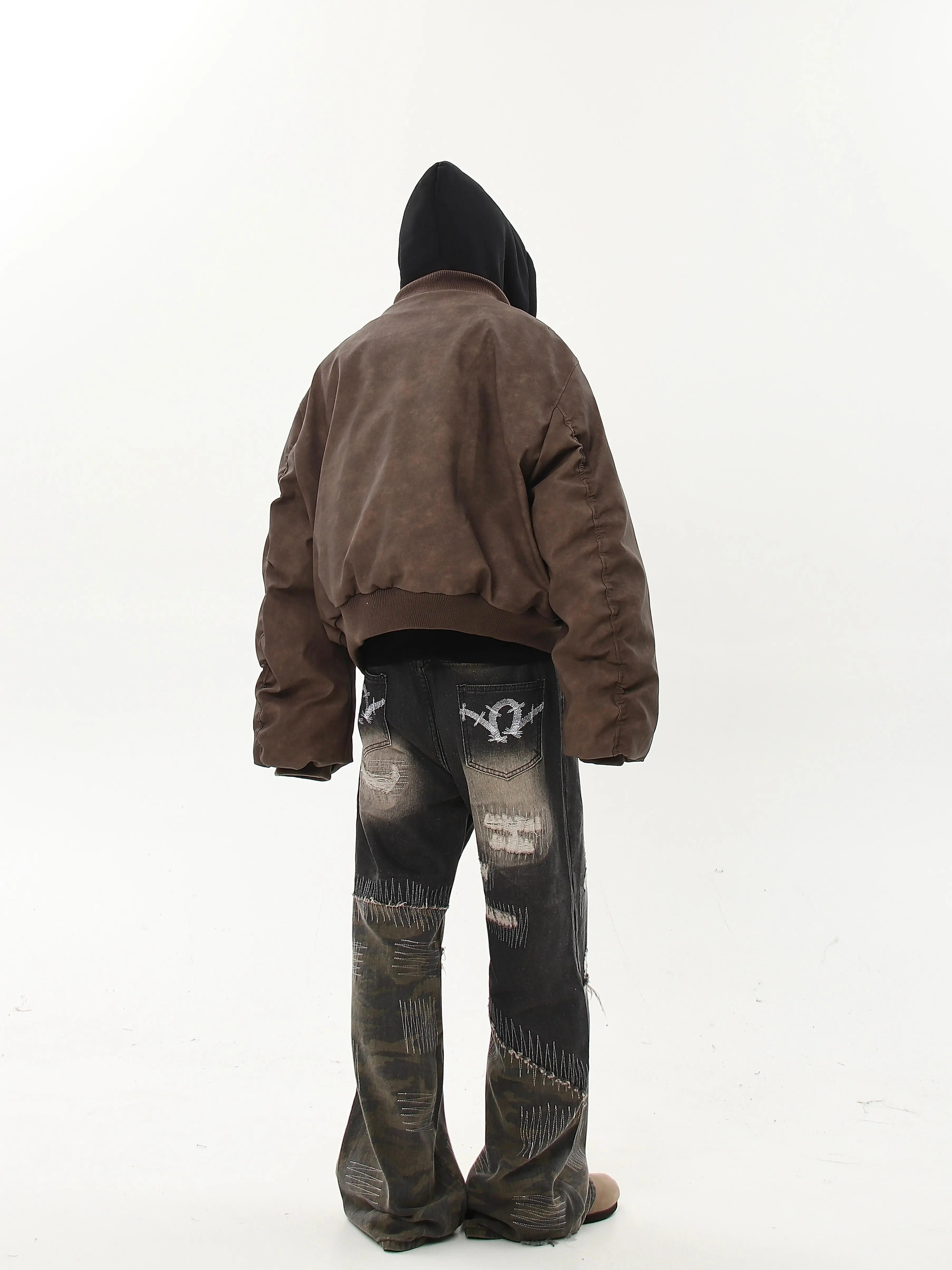 Layered Bomber Hoodie Puffer Jacket