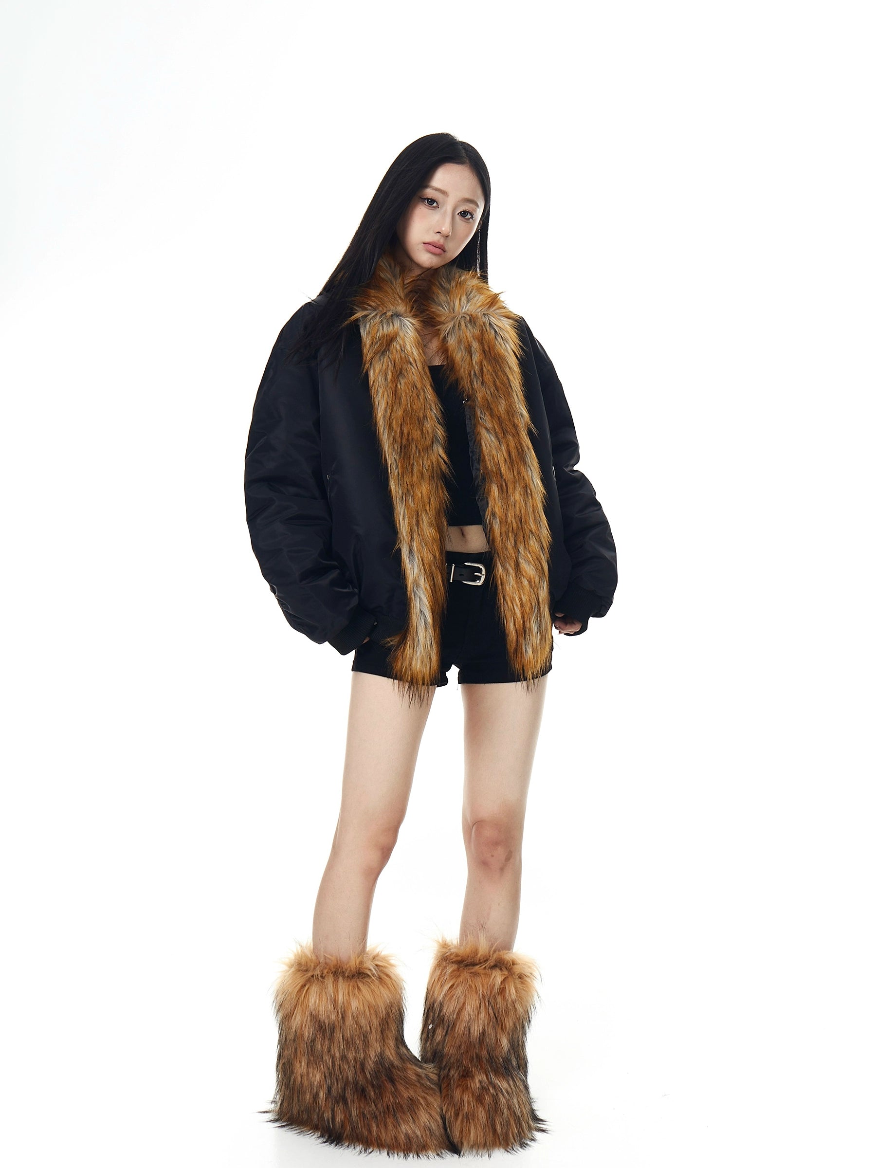 Fur-Spliced Mountain Hawk Designer Puffer Jacket