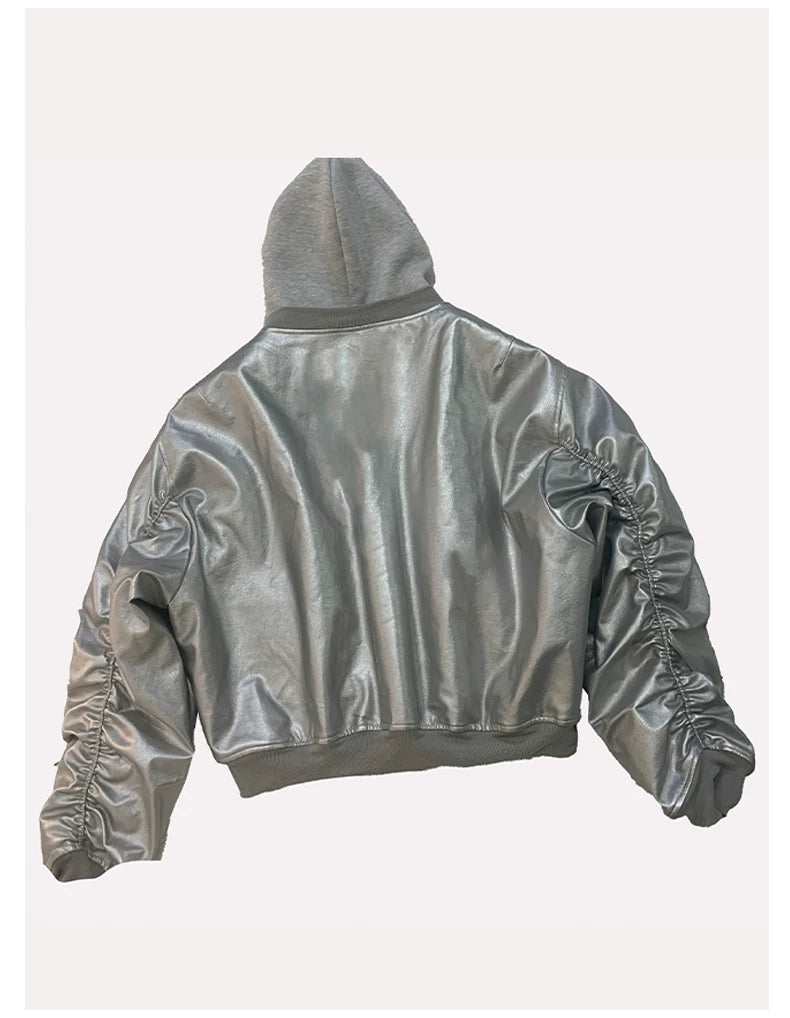 Sanhoostudio Layered Oversized PU Leather Jacket