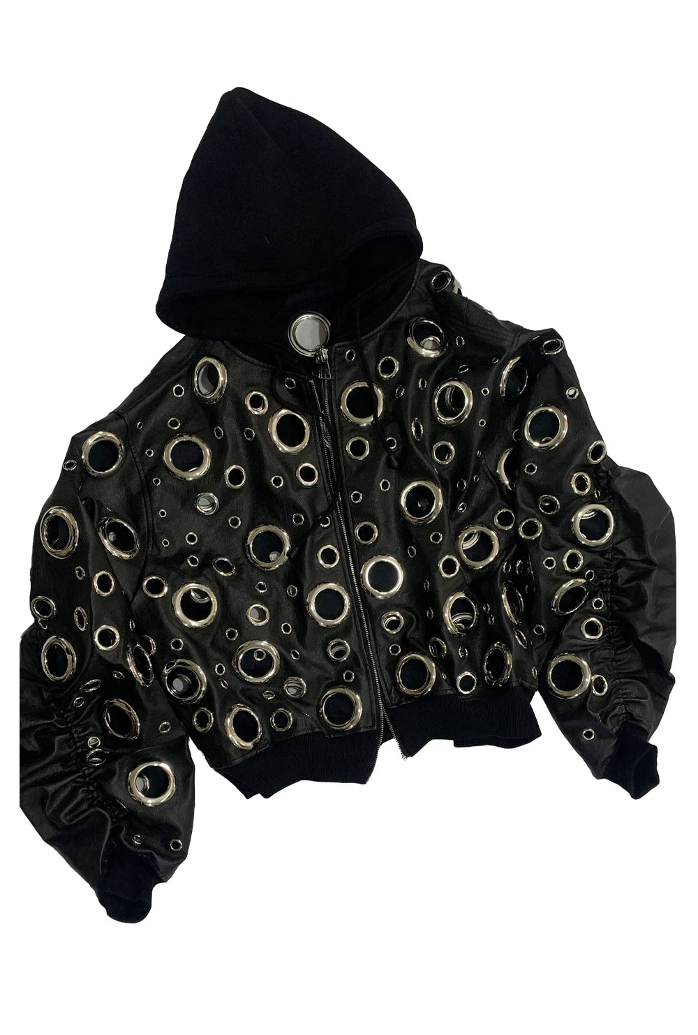 Sanhoostudio Cutout Layered Oversized PU Leather Jacket