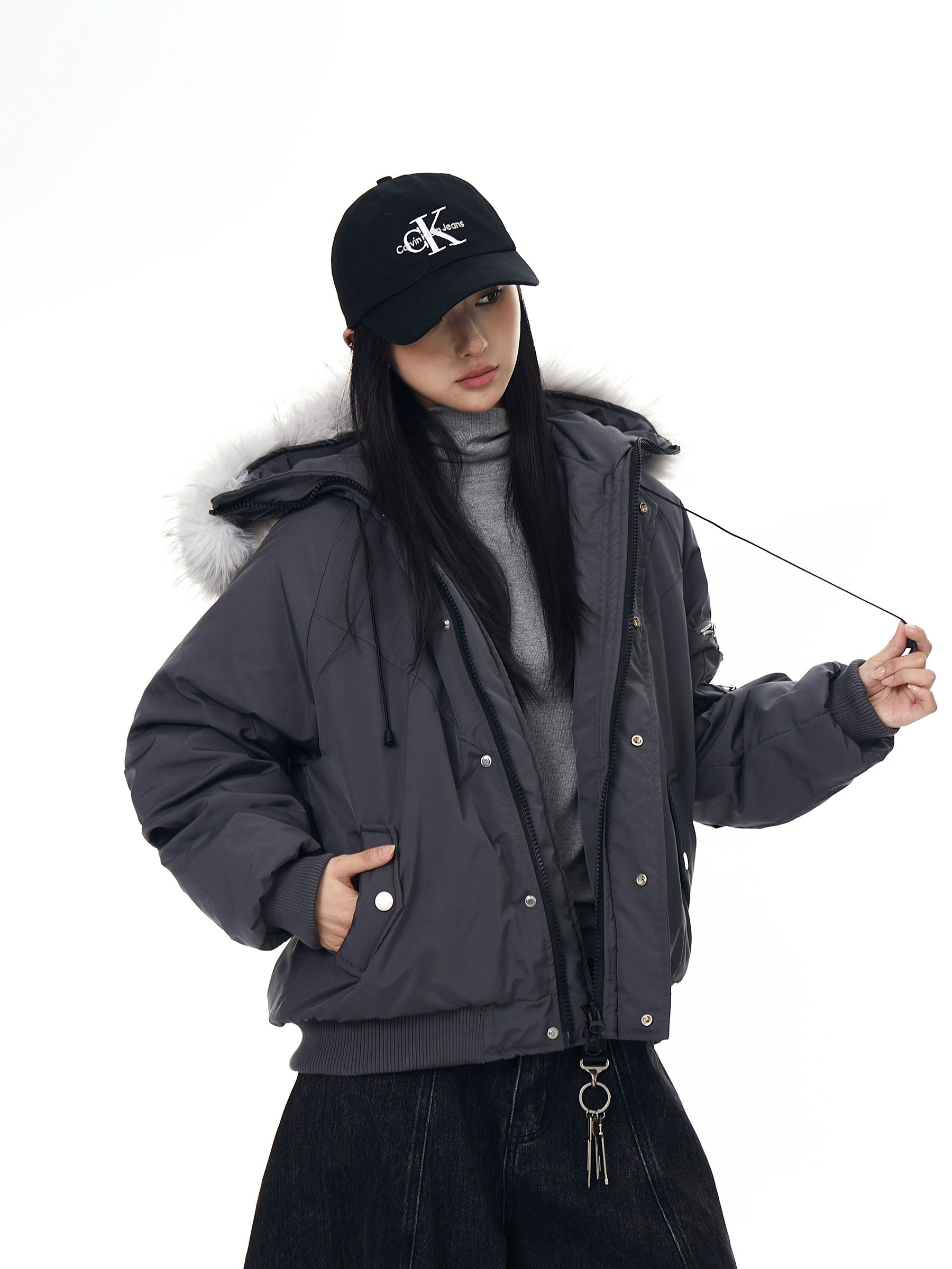 Fur-Hood Utility Parka Designer Winter Coat