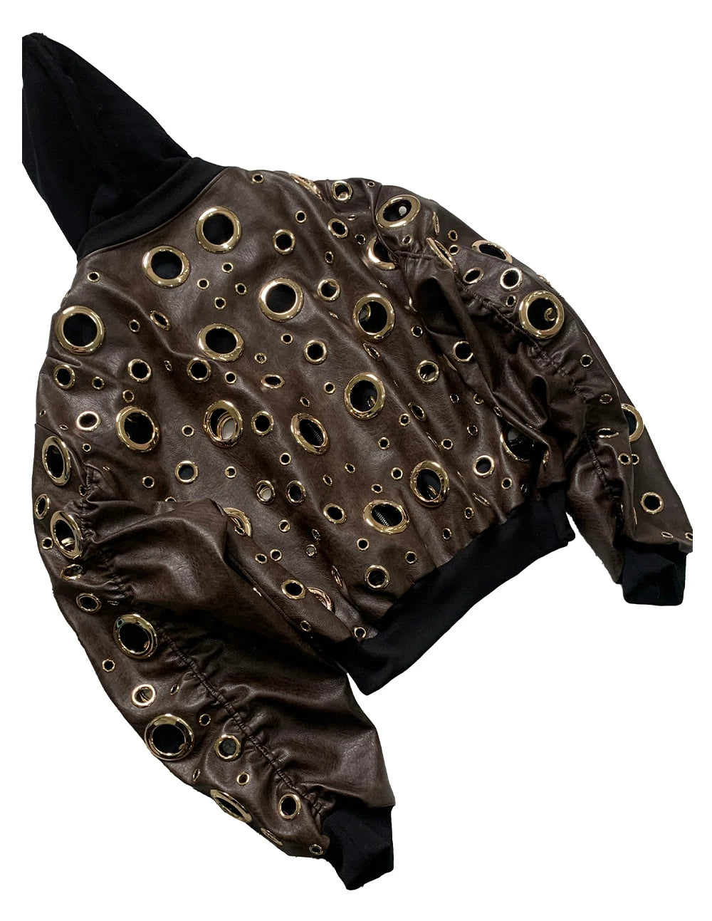 Sanhoostudio Cutout Layered Oversized PU Leather Jacket