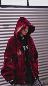 Sanhoostudio heavyweight denim jacket featuring embroidery, graffiti artwork, and washed distressed finish. Designed with patchwork details and a relaxed unisex streetwear silhouette.