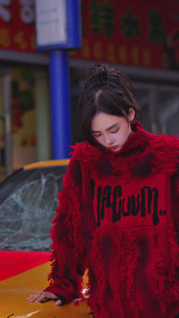 Sanhoostudio heavyweight denim featuring embroidery, graffiti artwork, and washed distressed finish. Designed with patchwork construction for bold unisex streetwear styling.