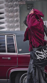 A rugged wasteland-inspired utility jacket featuring distressed textures, worn-in fading, and padded winter warmth. Unisex design built for streetwear layering with a bold, adventurous edge. Exclusive at Sanhoostudio.